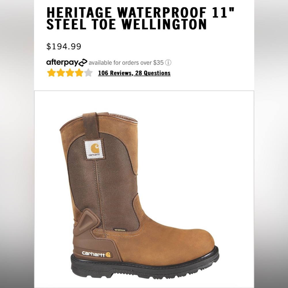 HERITAGE WATERPROOF 11" STEEL TOE WELLINGTON